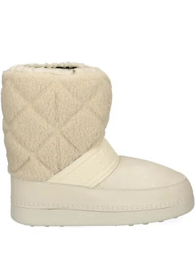 Love Moschino Quilted Strap Boots In Neutral