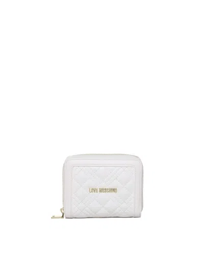 Love Moschino Quilted Wallet In Offwhite