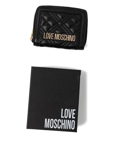 Love Moschino Quilted Zip-around Purse In Black