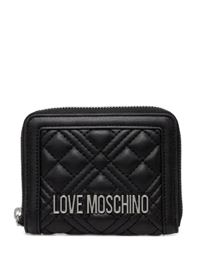 Love Moschino Quilted Zip-around Wallet In Black