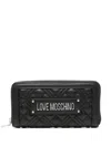 Love Moschino Quilted Zip Wallet In Black