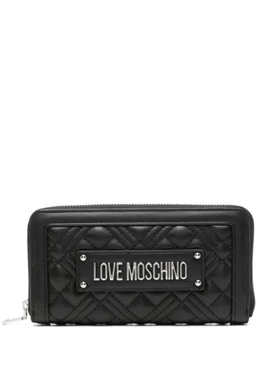 Love Moschino Quilted Zip Wallet In Black