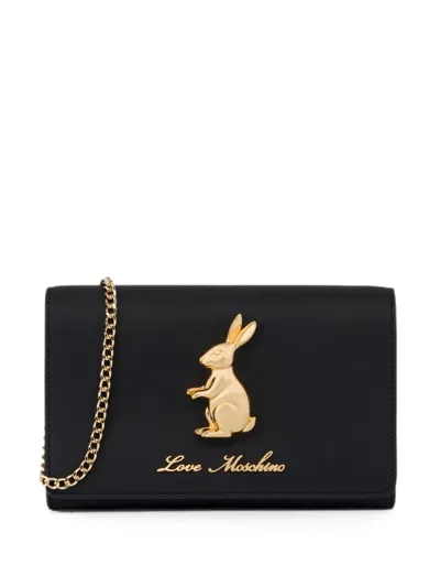 Love Moschino Rabbit-plaque Crossbody Bag In Black
