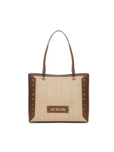 Love Moschino Raffia Shopper With Studs