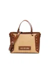 Love Moschino Raffia Tote Bag With Studs