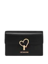Love Moschino Rectangular Shoulder Bag With Gold-tone Heart Clasp In Black