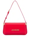 Love Moschino Red Faux Leather Shoulder Bag With Logo Lettering In Red
