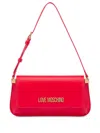 Love Moschino Red Faux Leather Shoulder Bag With Logo Lettering In Red