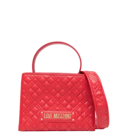 Love Moschino Red Logo Small Satchel In White