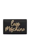 Love Moschino Rhinestone-logo Cross Body Bag In Black