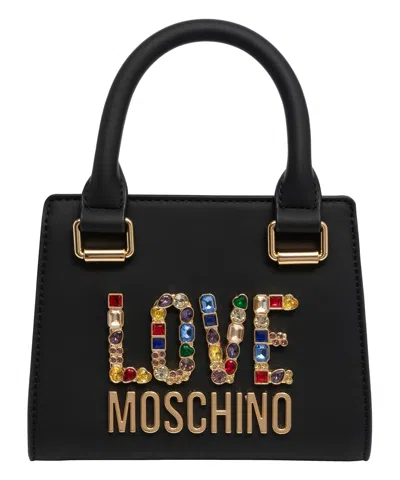 Love Moschino Rhinestone Logo Mini Bag In Black