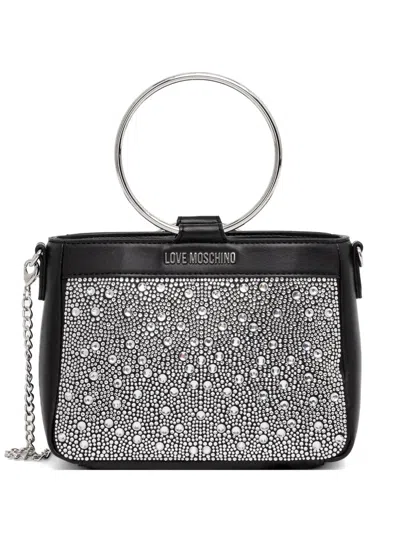 Love Moschino Rhinestone Ring-handle Tote Bag In Black