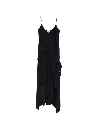 Love Moschino Ruffled Asymmetric Dress In Black