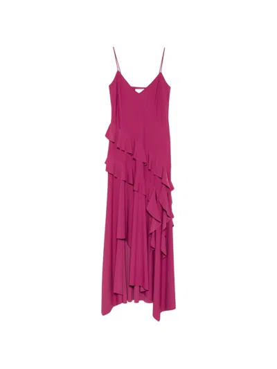 Love Moschino Ruffled Asymmetric Dress In Pink
