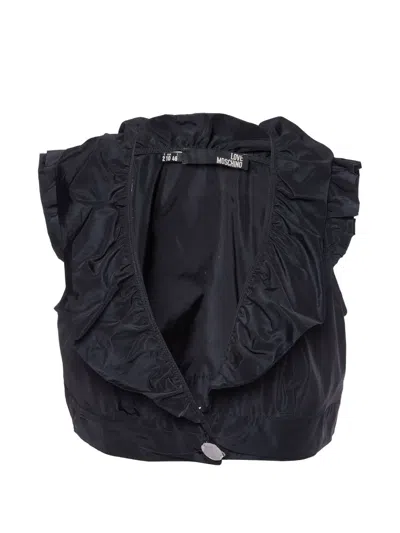 Pre-owned Love Moschino Ruffled Cropped Jacket In Black