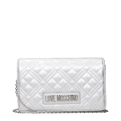 Love Moschino Women's Polyurethane Silver/silver Pochette In White