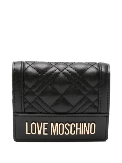 Love Moschino Schwarze Gesteppte Brieftasche  In Black