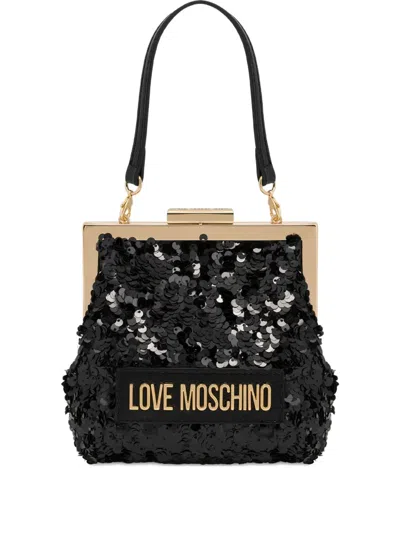 Love Moschino Nero Sequin Frame Evening Bag In Black