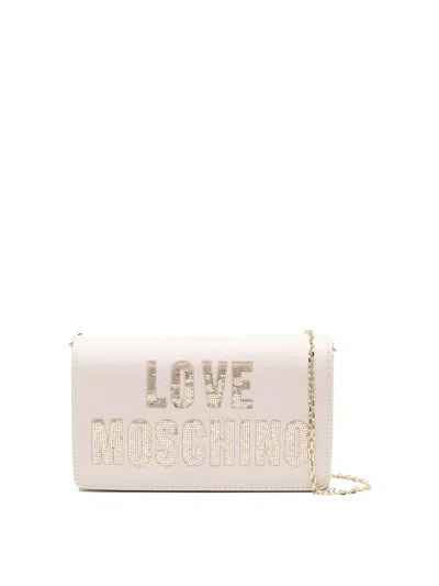 Love Moschino Logo-lettering Cross Body Bag In Beige