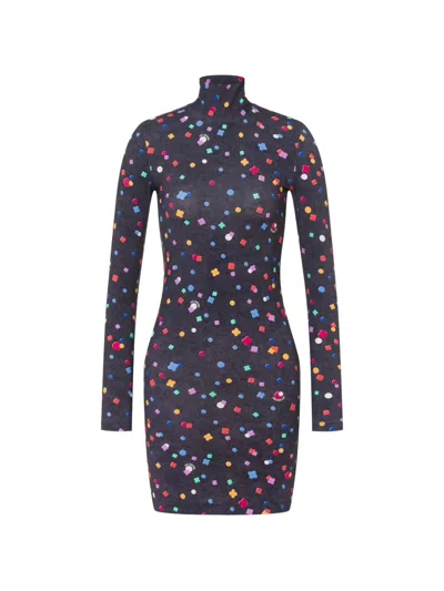 Love Moschino Short Dress Made Of Printed Technical Jersey In Multi