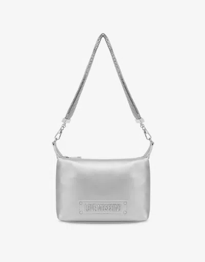 Love Moschino Shoulder Bag Lettering Logo In Silver