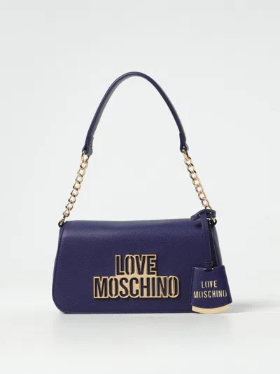 Love Moschino Logo-plaque Shoulder Bag In Blue