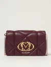Love Moschino Quilted Logo-plaque Shoulder Bag In Burgundy
