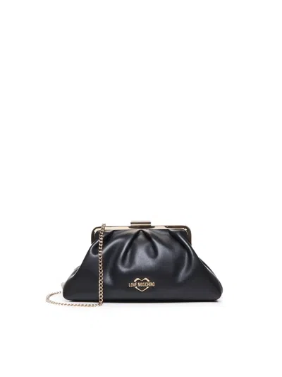 Love Moschino Shoulder Bag With Logo Plaque In Black