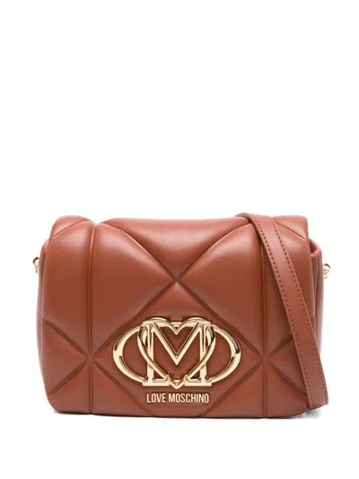 Love Moschino Shoulder Bag With Quilted Geometric Pattern In Brown