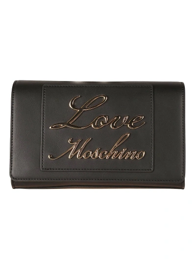 Love Moschino Signature Logo Embossed Shoulder Bag In Black