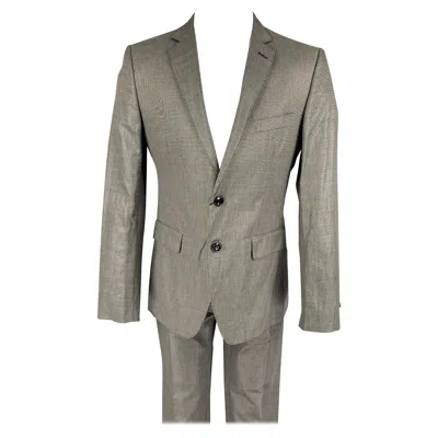 Pre-owned Love Moschino Size 40 Black Grey Nailhead Cotton Blend Notch Lapel Suit In Gray