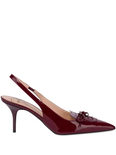Love Moschino Slingback Bow-detail Pumps In Burgundy