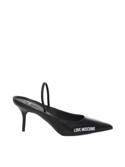 Love Moschino Slingback In Calfskin In Black