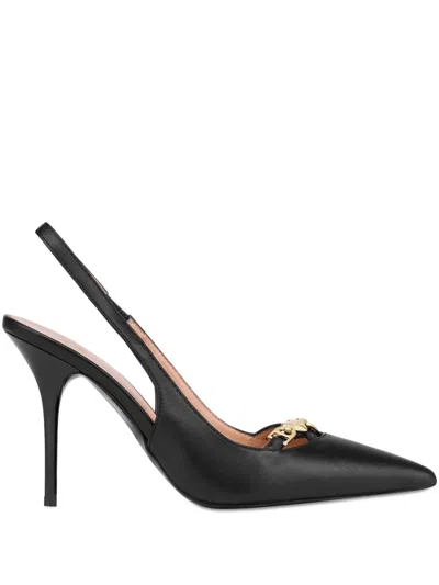 Love Moschino Slingback Leather Pumps In Black