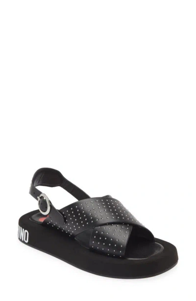 Love Moschino Slingback Platform Sandal In Black