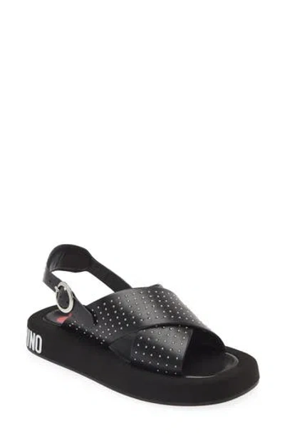 Love Moschino Slingback Platform Sandal In Black/cam.black