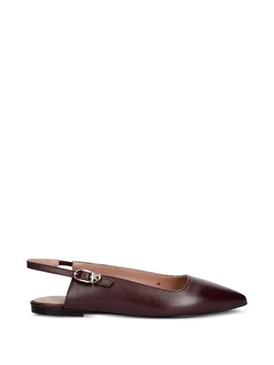 Love Moschino Slingback Pointed-toe Ballet Flats In Burgundy