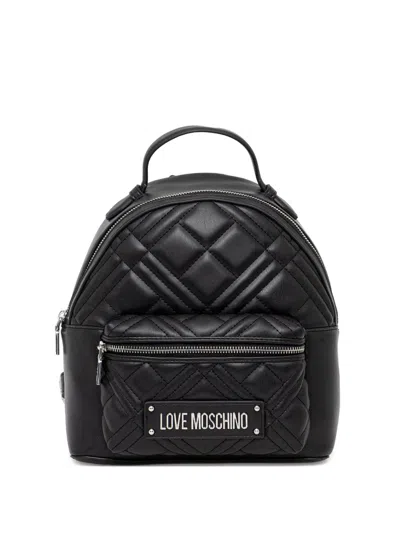 Love Moschino Small Logo-plaque Backpack In Black