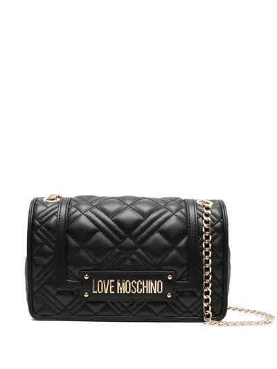 Love Moschino Small Logo-plaque Shoulder Bag In Black