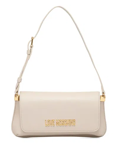 Love Moschino Small Logo-plaque Shoulder Bag In Neutral