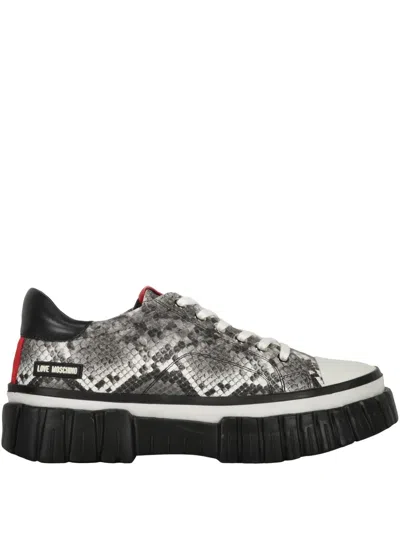 Love Moschino Snakeskin-print Platform Sneakers In Animalier