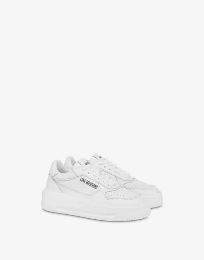 Love Moschino Sneakers In Calfskin In White
