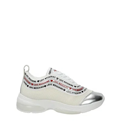 Love Moschino Trainers Woman Fabric Beige In Multi