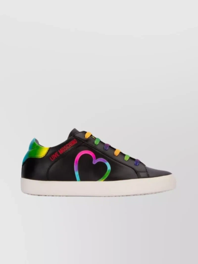 Love Moschino Sole Contrast Heart Sneakers In Black