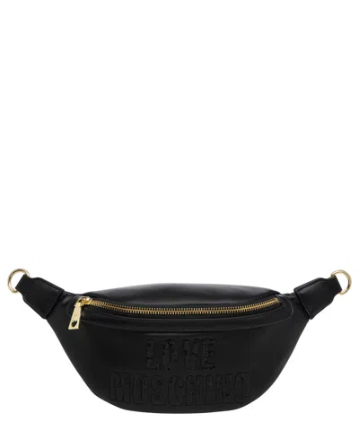 Love Moschino Sparkling Logo Belt Bag In Black