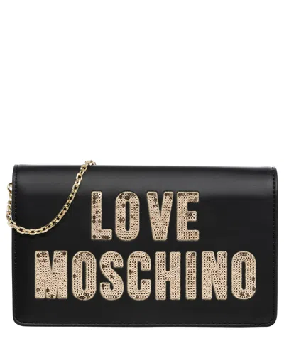 Love Moschino Sparkling Logo Crossbody Bag In Black