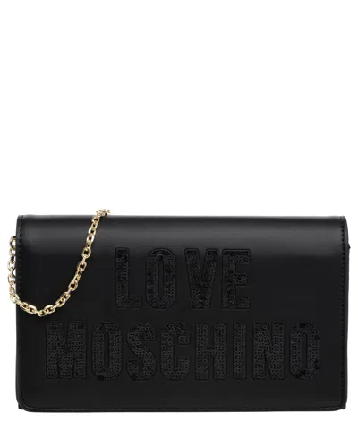 Love Moschino Sparkling Logo Crossbody Bag In Black