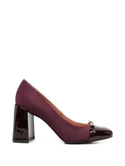 Love Moschino Square-toe Heart-detail Pumps In Purple