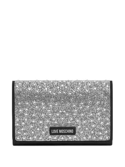 Love Moschino Stones Shoulder Bag In Silver