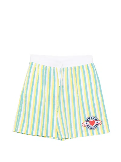 Love Moschino Striped Logo-patch Shorts In Multi